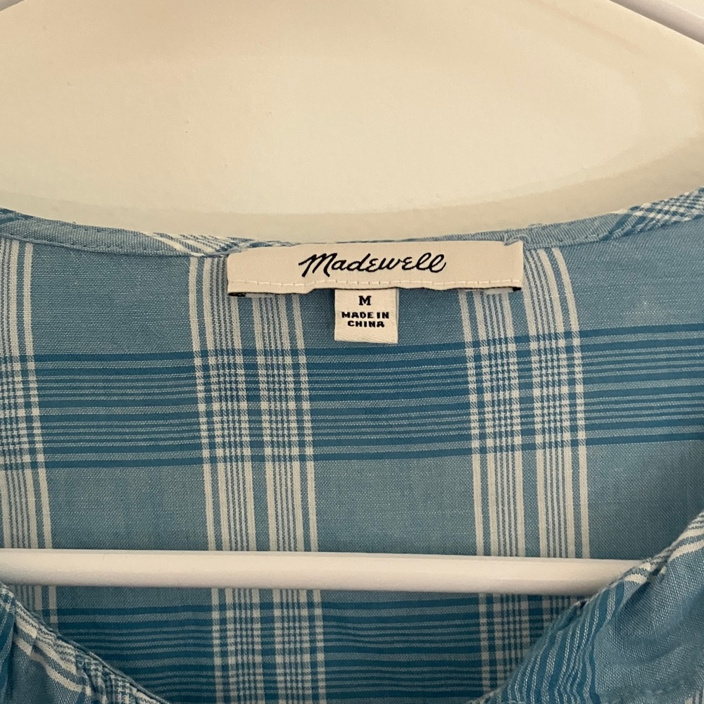 Madewell Ruffle-Neck Top in Colwell Plaid Size Small - Picture 7 of 7